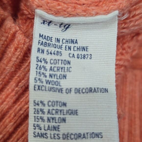 American Eagle Y2K Cable Knit Sweater Size XL Long Length Sleeve Ribbed Deep V - Picture 8 of 10